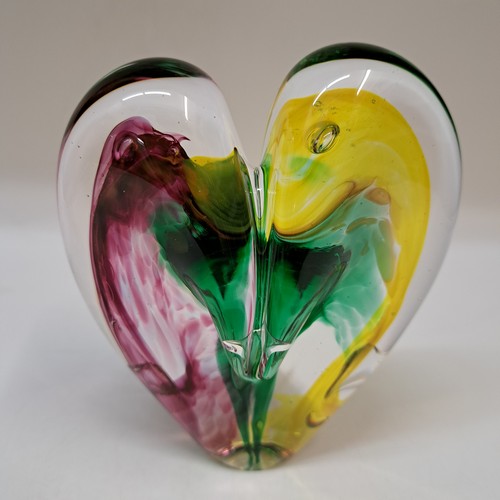 DG-168 Blown Glass Heart  Soft Rose, Green, Lemon $112 at Hunter Wolff Gallery